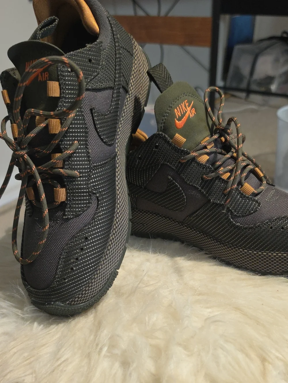 Nike Olive Green and Orange Accent Sneakers